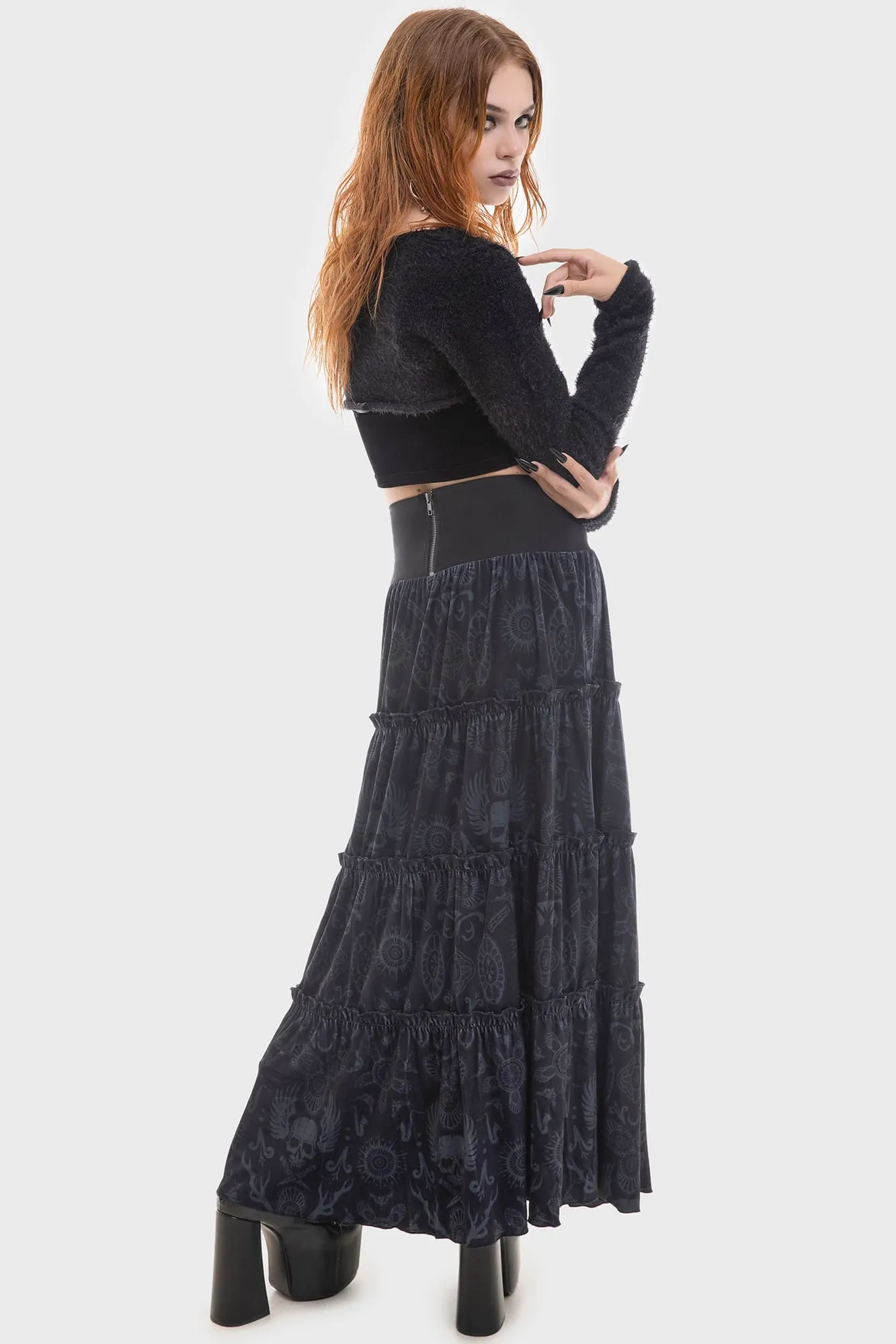 Stretch Fabric Handmade Quality Half Vamp Maxi Skirt