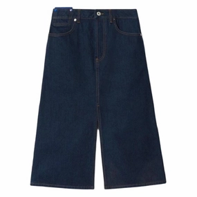 Bold Accent Minimalist Layering Burberry Japanese Denim Midi Skirt