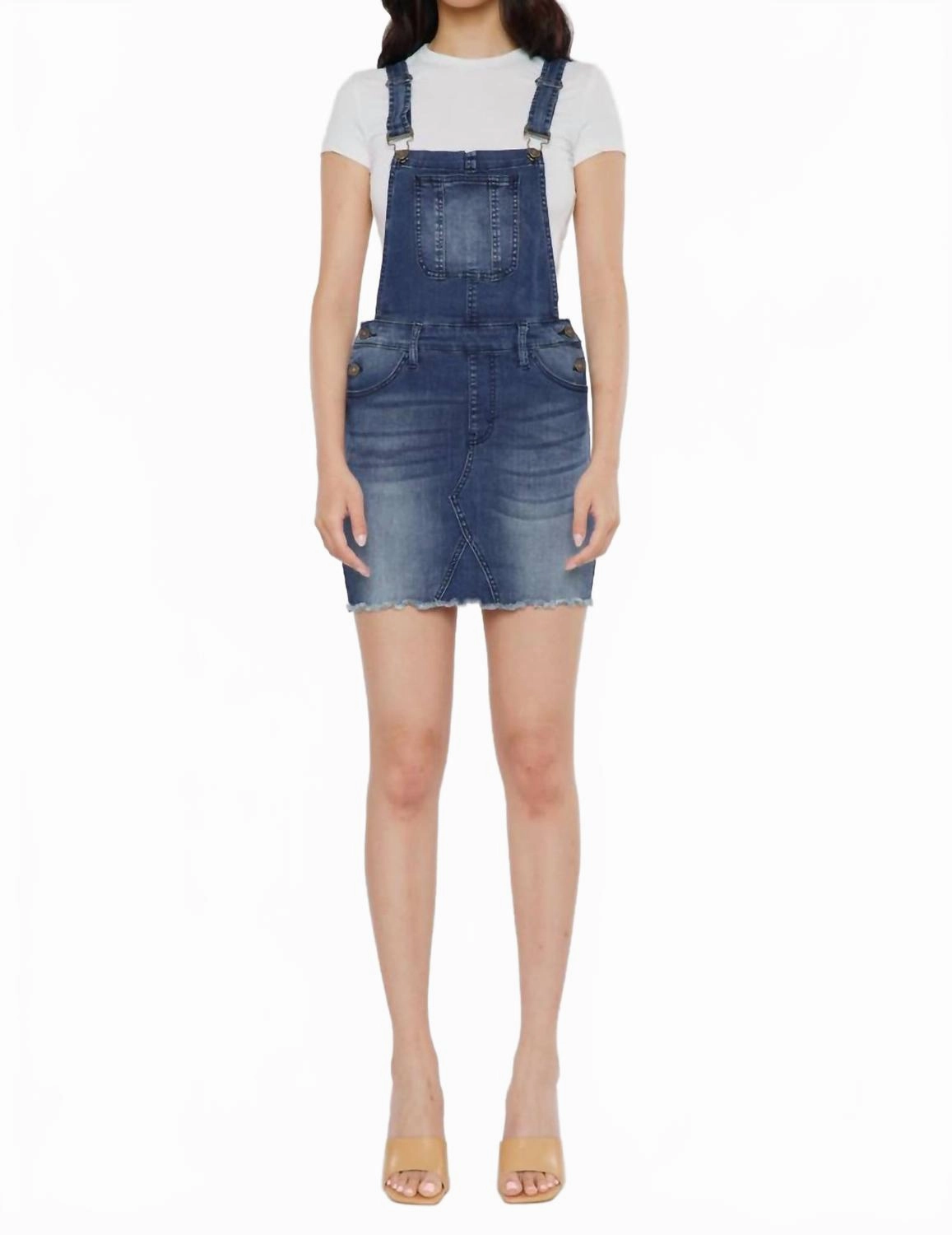 Easy Style Lala Overall Skirt In Medium Wash