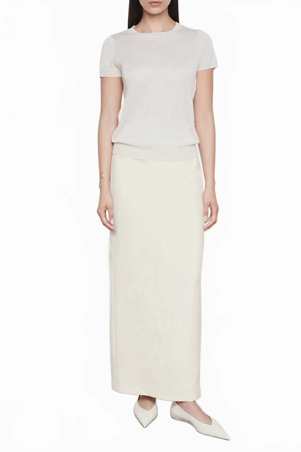 Lam Short Sleeve Sweater In Champagne Sleek Design Comfortable fit