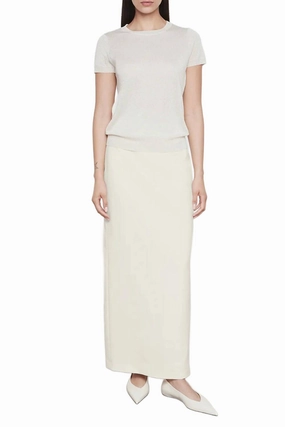 Snug Fit Knit Lam Short Sleeve Sweater In Champagne