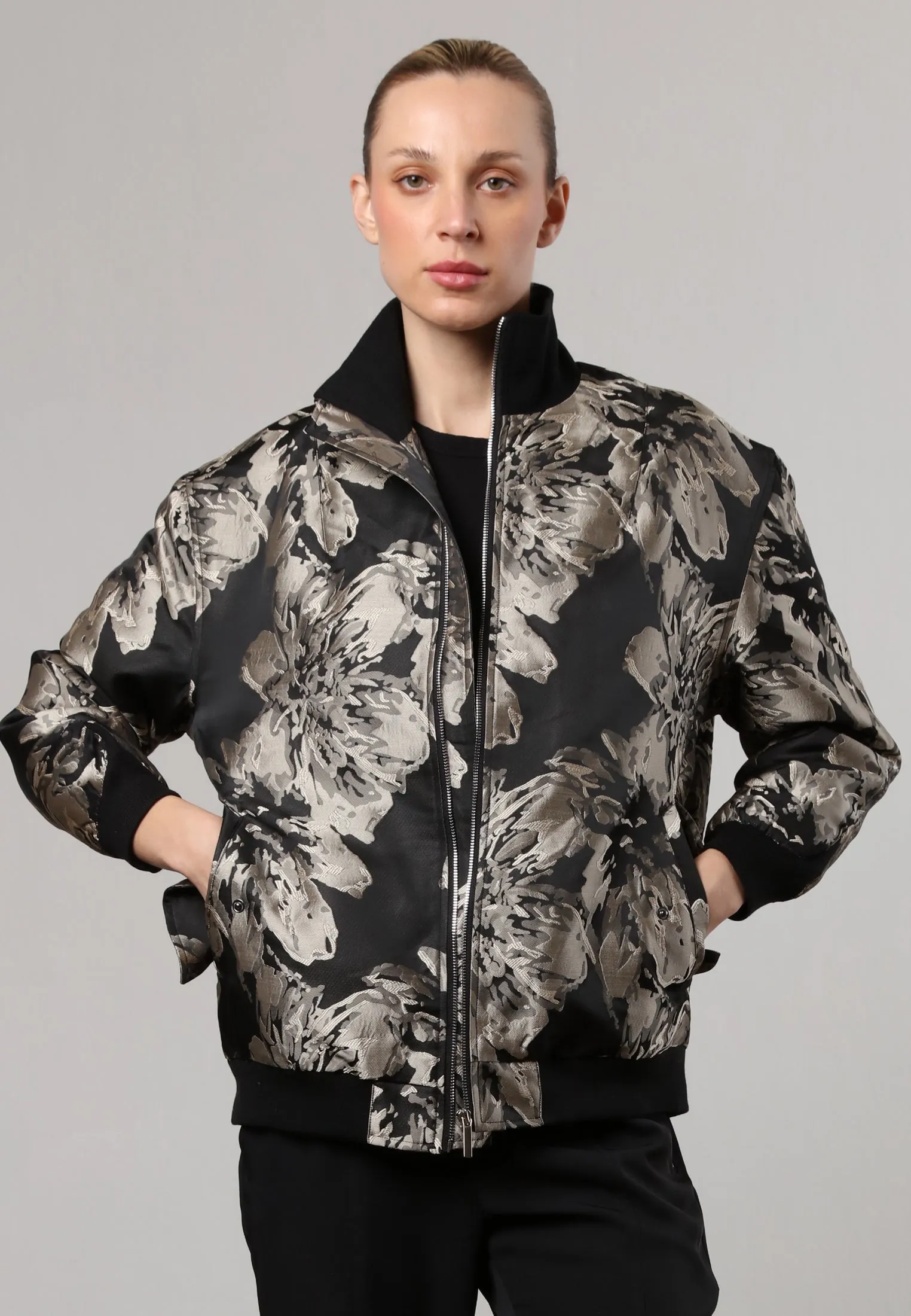 Compression Panels GENUINE BOMBER JACKET BLACK & STONE
