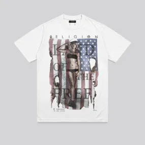 insulated LAND OF THE FREE WHITE T-SHIRT