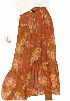 Larina Midi Skirt In Brown yoga session Modern Edge
