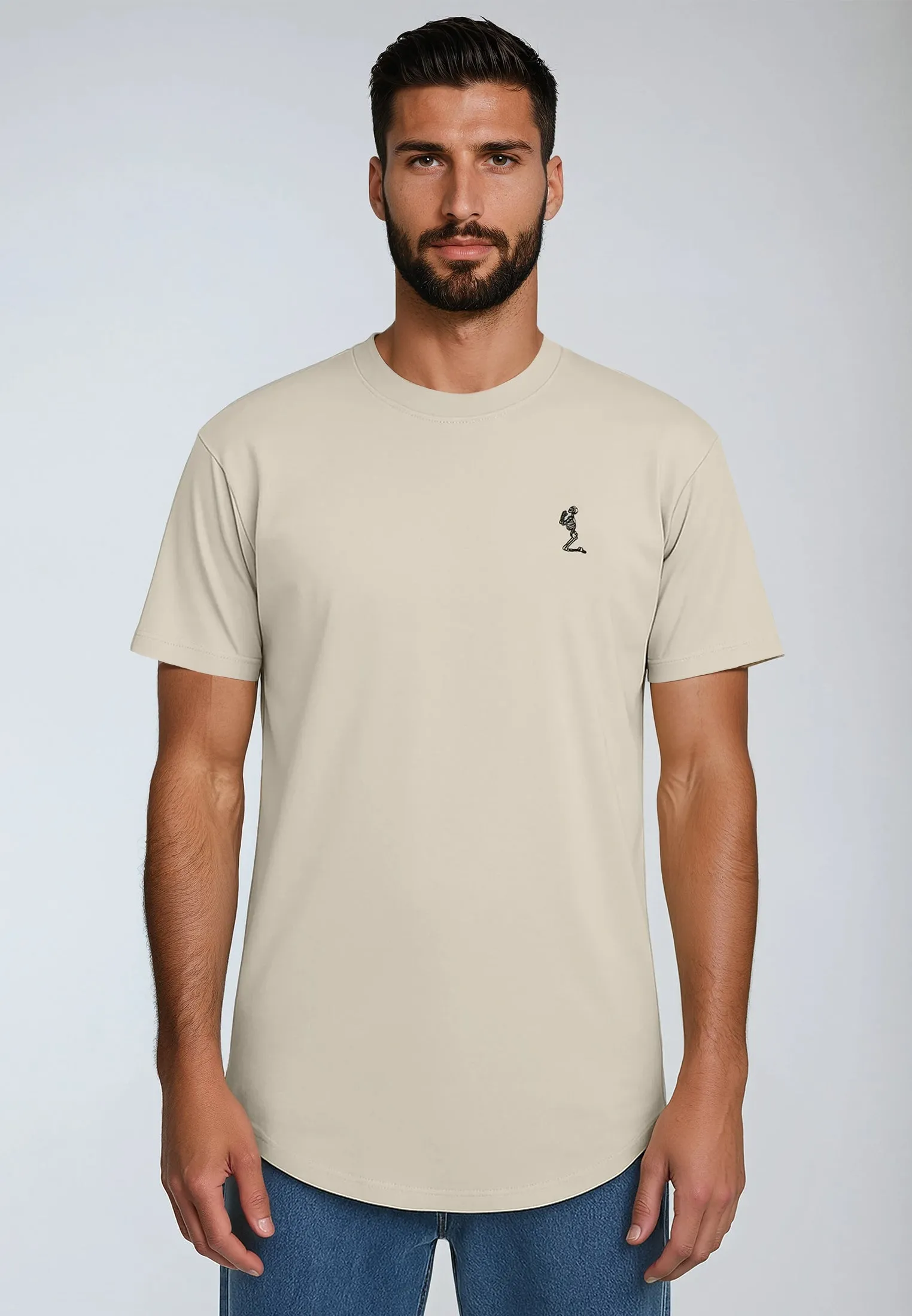Light Layer All-Season Comfort Wear ESSENTIAL SWAG CURVED HEM FAWN T-SHIRT