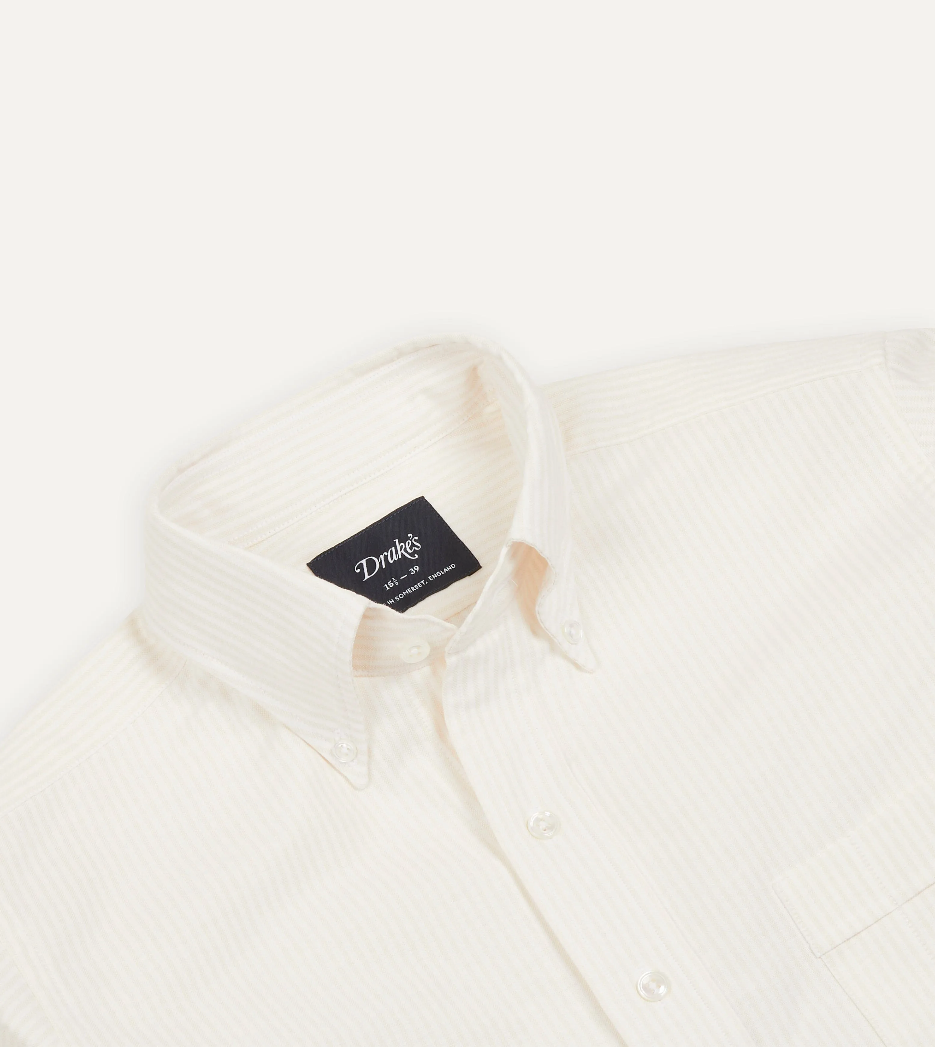 Thermoregulating Layer Cream Ticking Stripe Cotton Oxford Cloth Button-Down Shirt