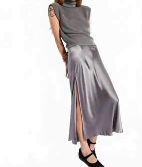 Maribel Bias Skirt In Smoke Seamless Finish