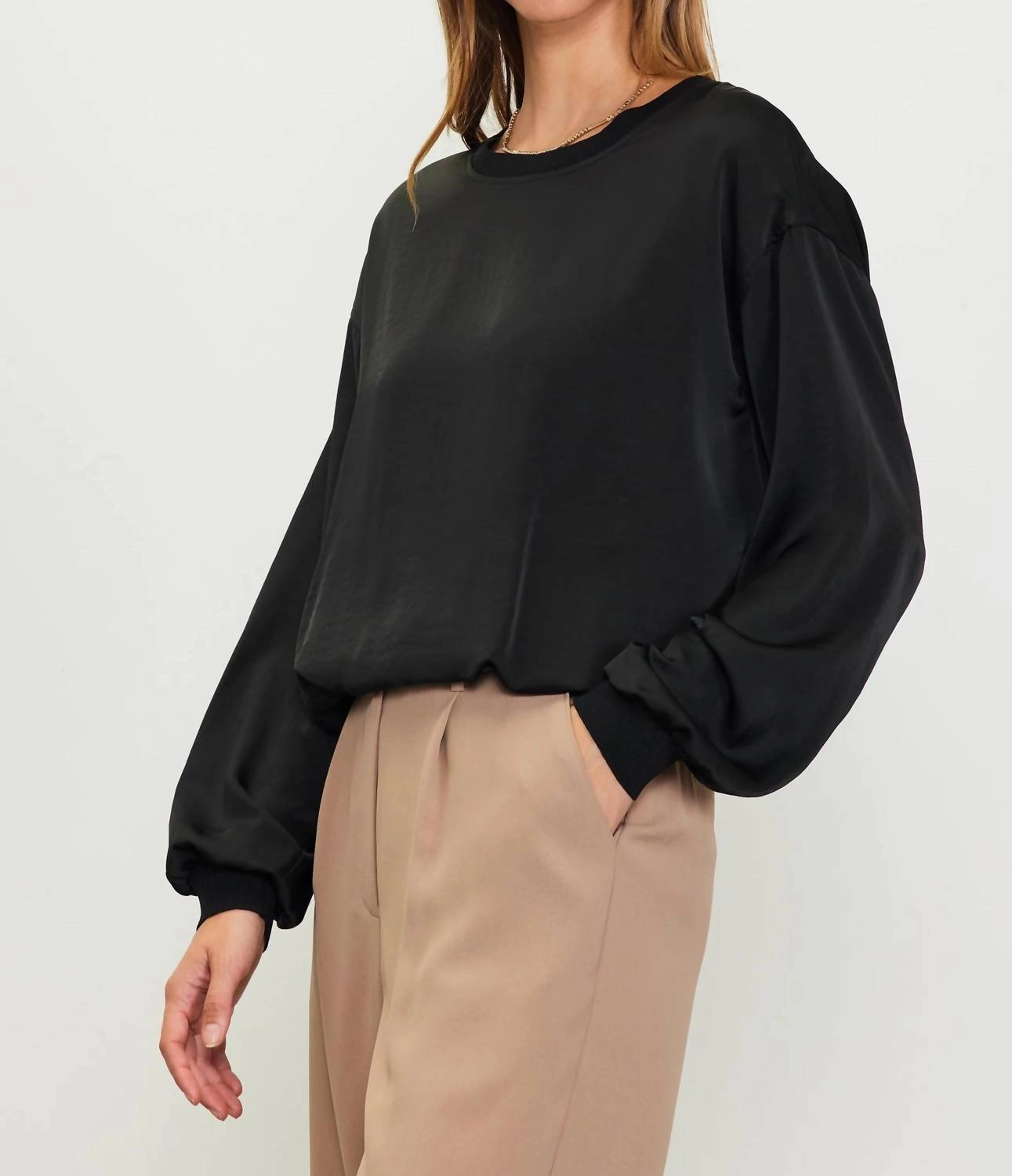 All-Purpose Knit Hendrick Bubble Top - Plus In Black