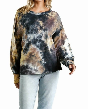 Essential Comfort Fashionable Layer Tie Dye Twisted Collar Sweater In Grey