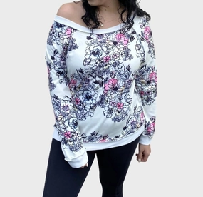 Stylish Everyday Wear Snuggly Comfort Daisy Slouchy Sweater In White