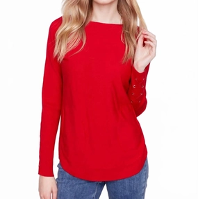 Warm Knit Design Knitwear Design Lace-Up Detail Sweater In Cranberry