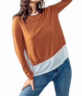 Layered Pullover Sweater In Rust Classic Fit
