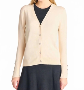Recycled Yarn Trendy Comfort Bling Button Down Cardigan In Yellow