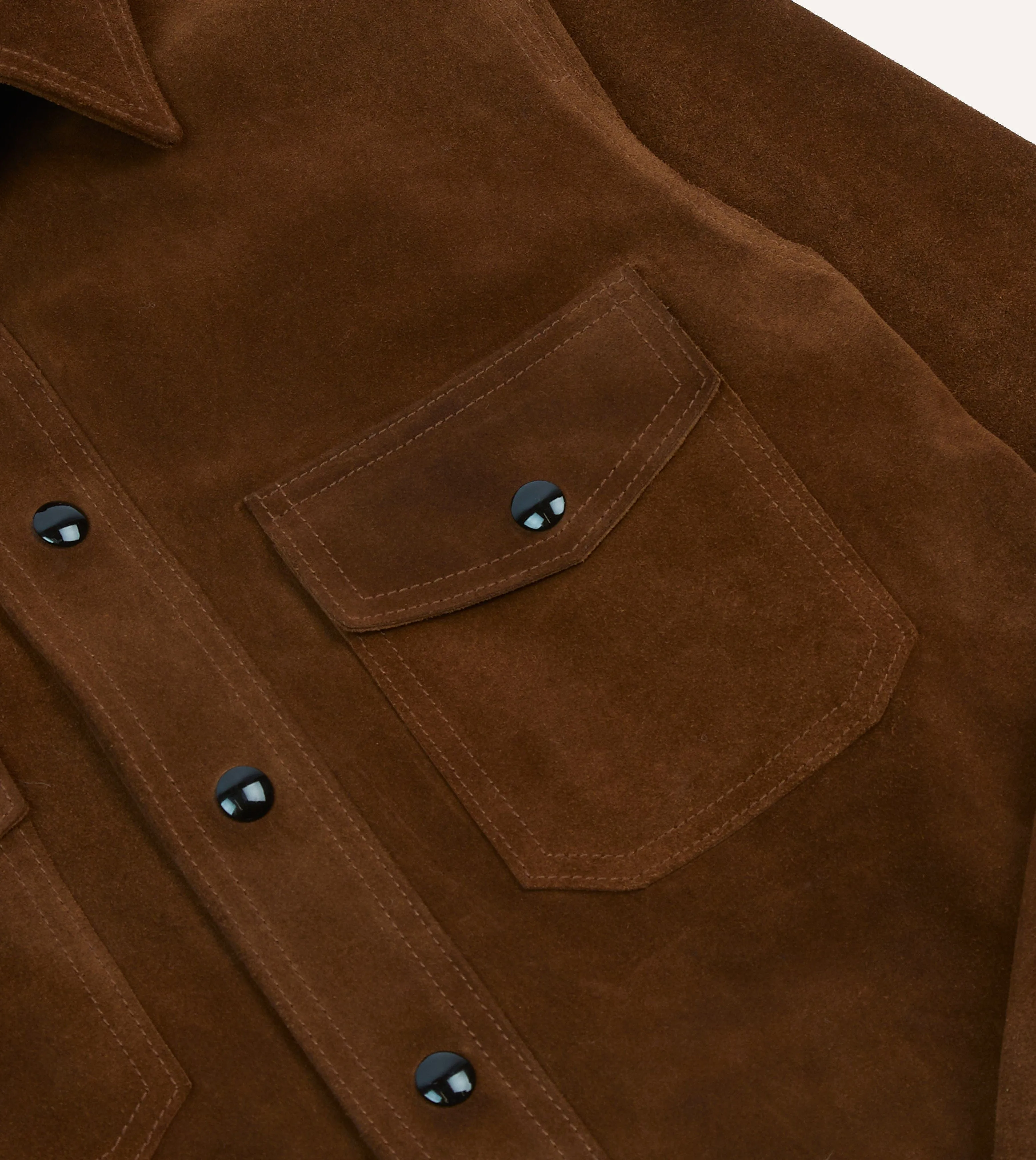 Fitted Cut Brown Roughout Suede Overshirt