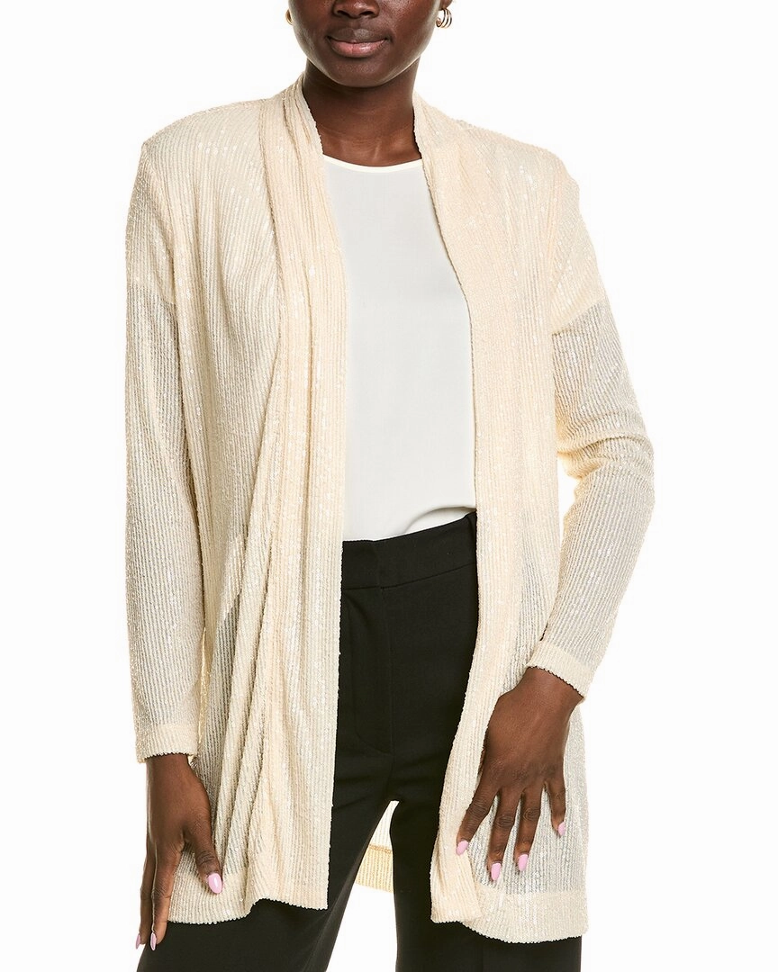 Relaxed Wear Breathable Textured Fabric Anne Klein Drape Front Cardigan