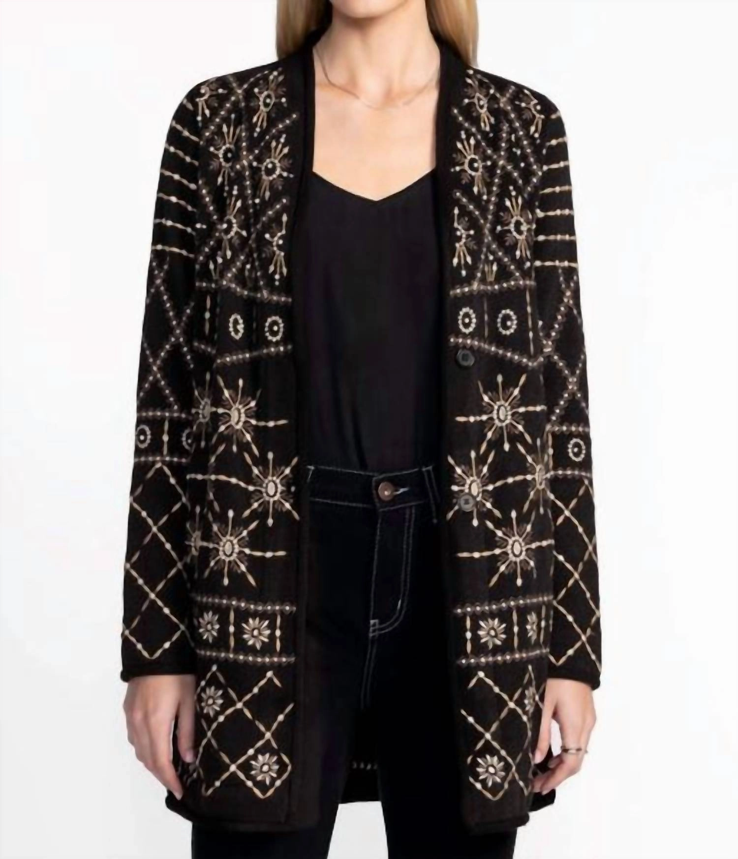 Biya Midi Cardigan Rhodes Pearl In Black Casual Outfit Cold Day Ready