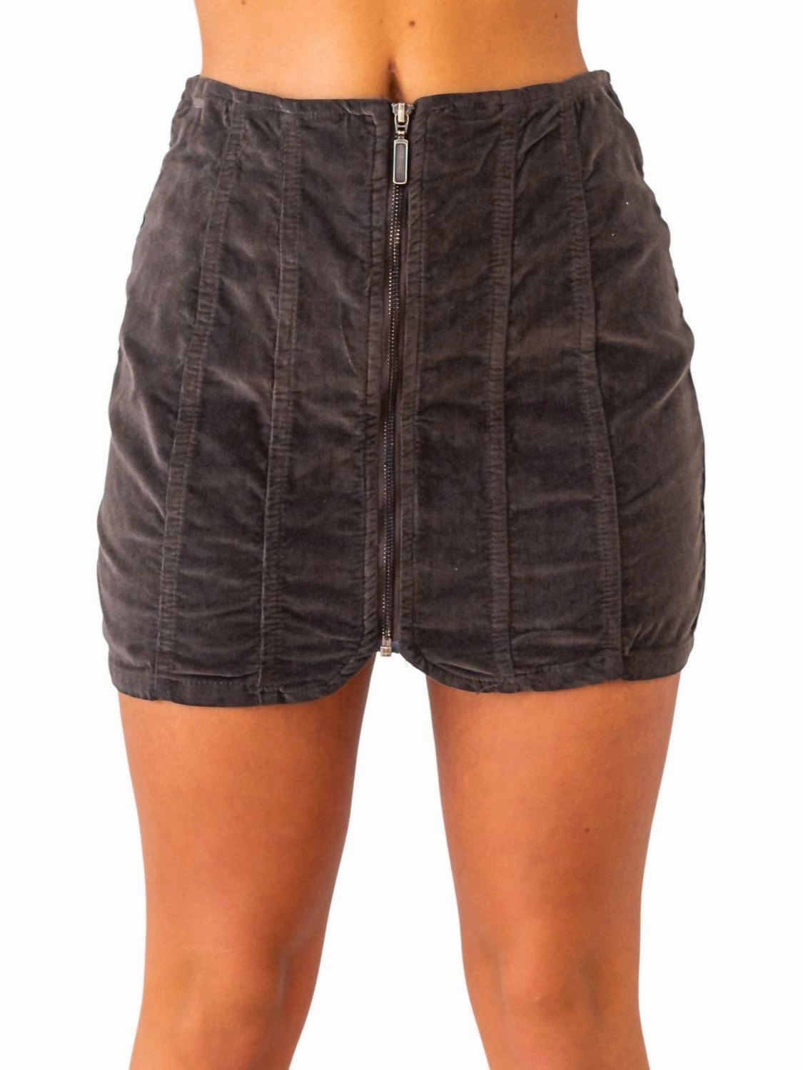 High Street Fashion Adjustable Hem Layla Cord Mini Skirt In Espresso Bean