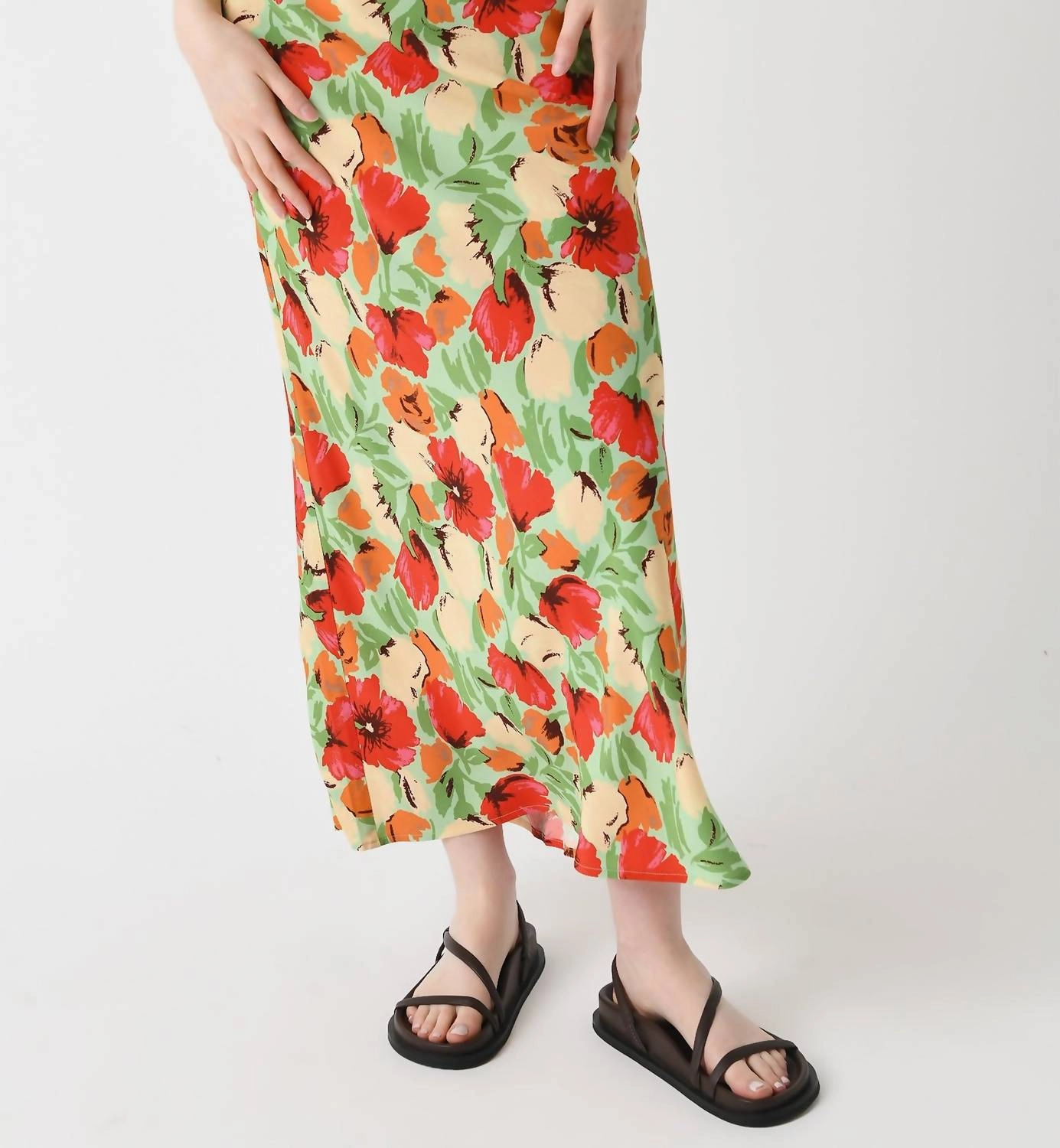 High End Quality Layla Skirt In Green Garden Floral