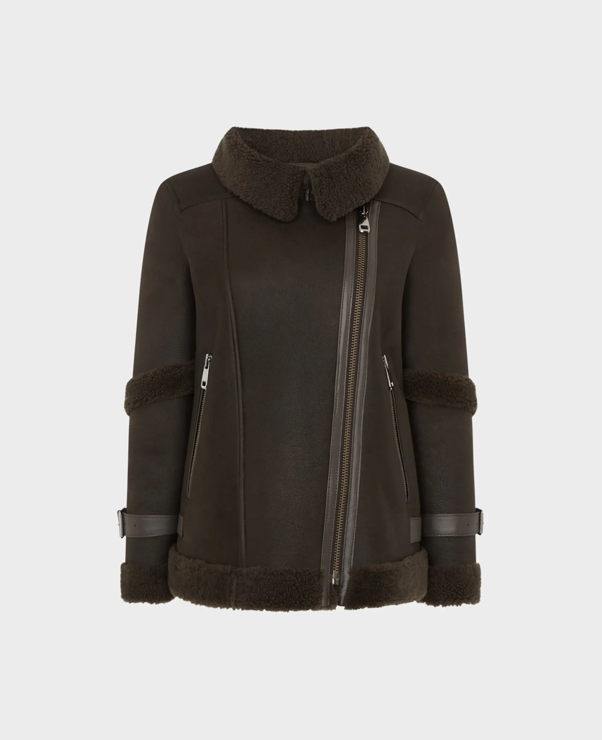 Relaxed Comfort Ultraviolet Protection Factor Leather Aviator Jacket