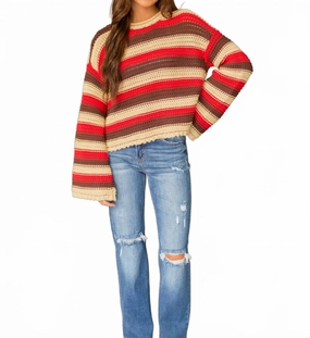 Thermal Lining Lennox Sweater In Red