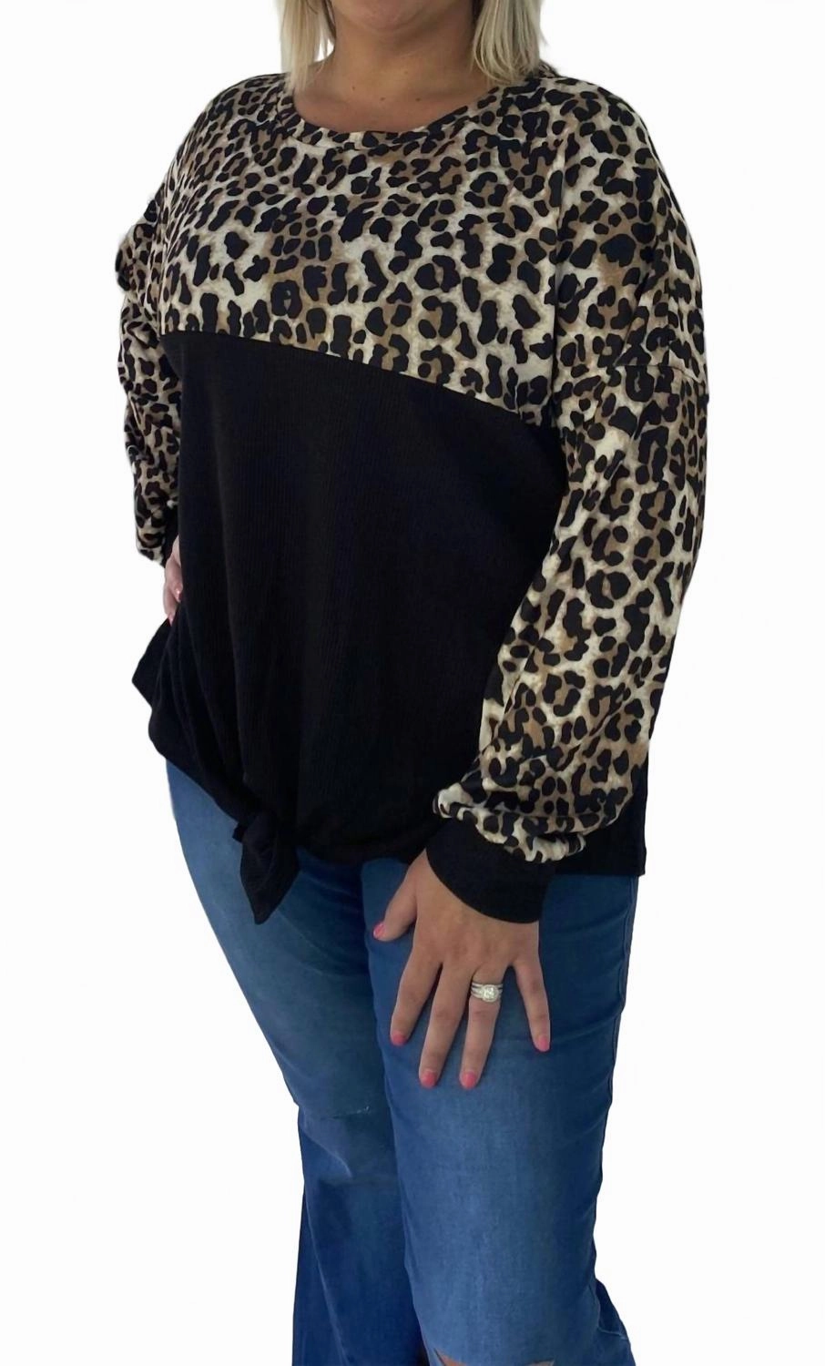 Fashion Knitwear Trendy Knitwear Leopard Color Block Knot Top In Multi