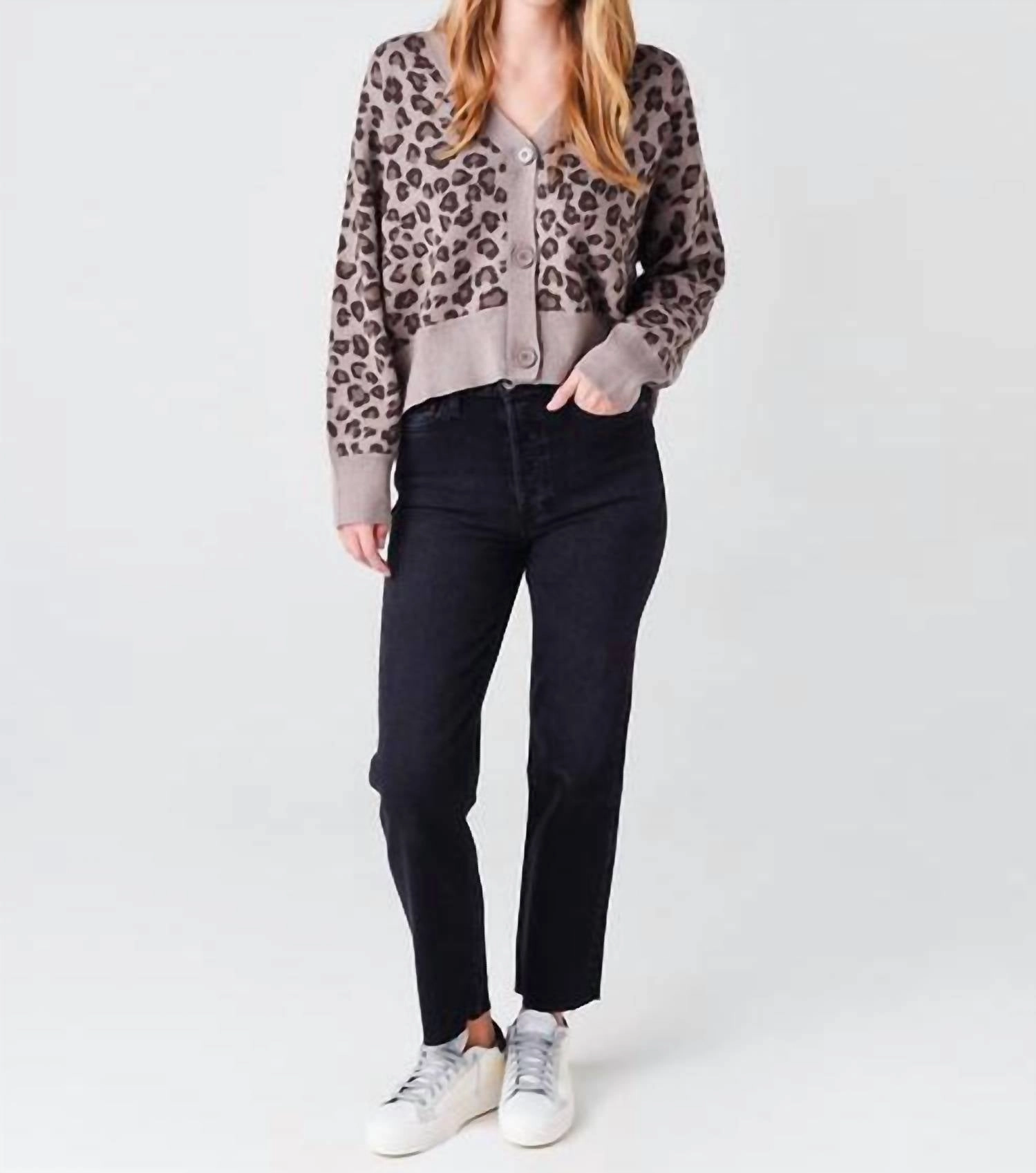 Leopard Oversized Cardigan In Grey Snuggle Look Smart Style