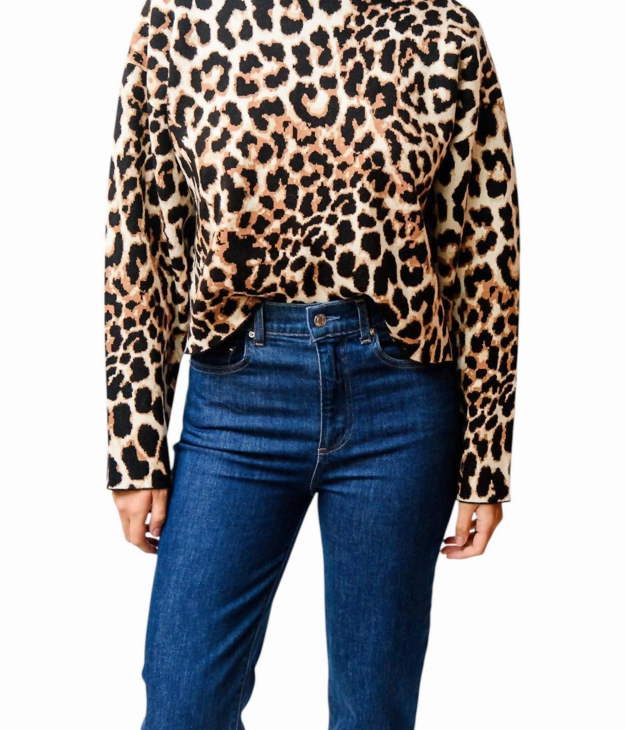 Friction Resistant Edging Leopard Sweatshirt In Brown/black