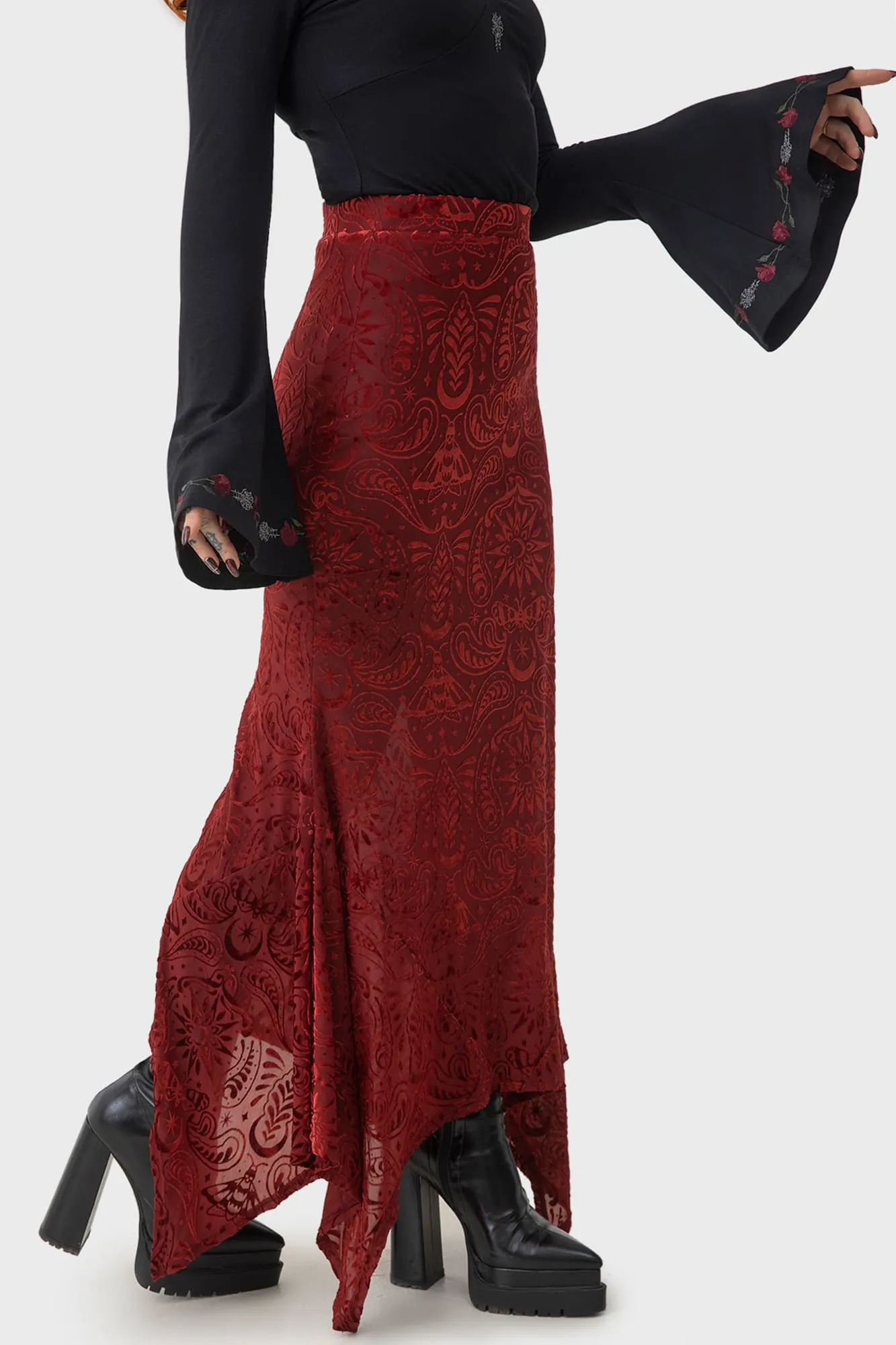ruffle trim Lepidoptera Maxi Skirt