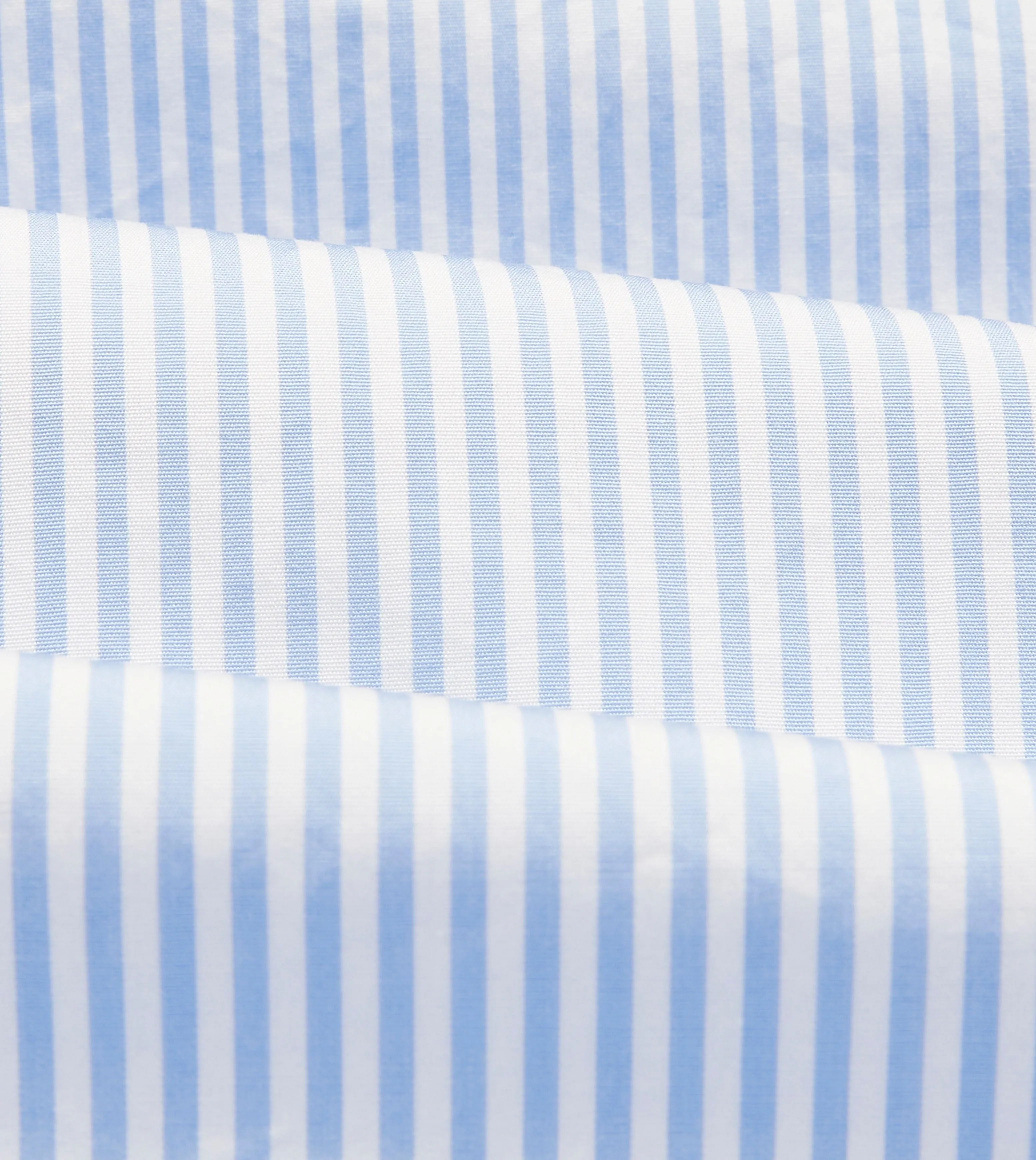 Light Blue Bengal Stripe Cotton Poplin Button-Down Shirt Camping Essential Non Irritating Seams