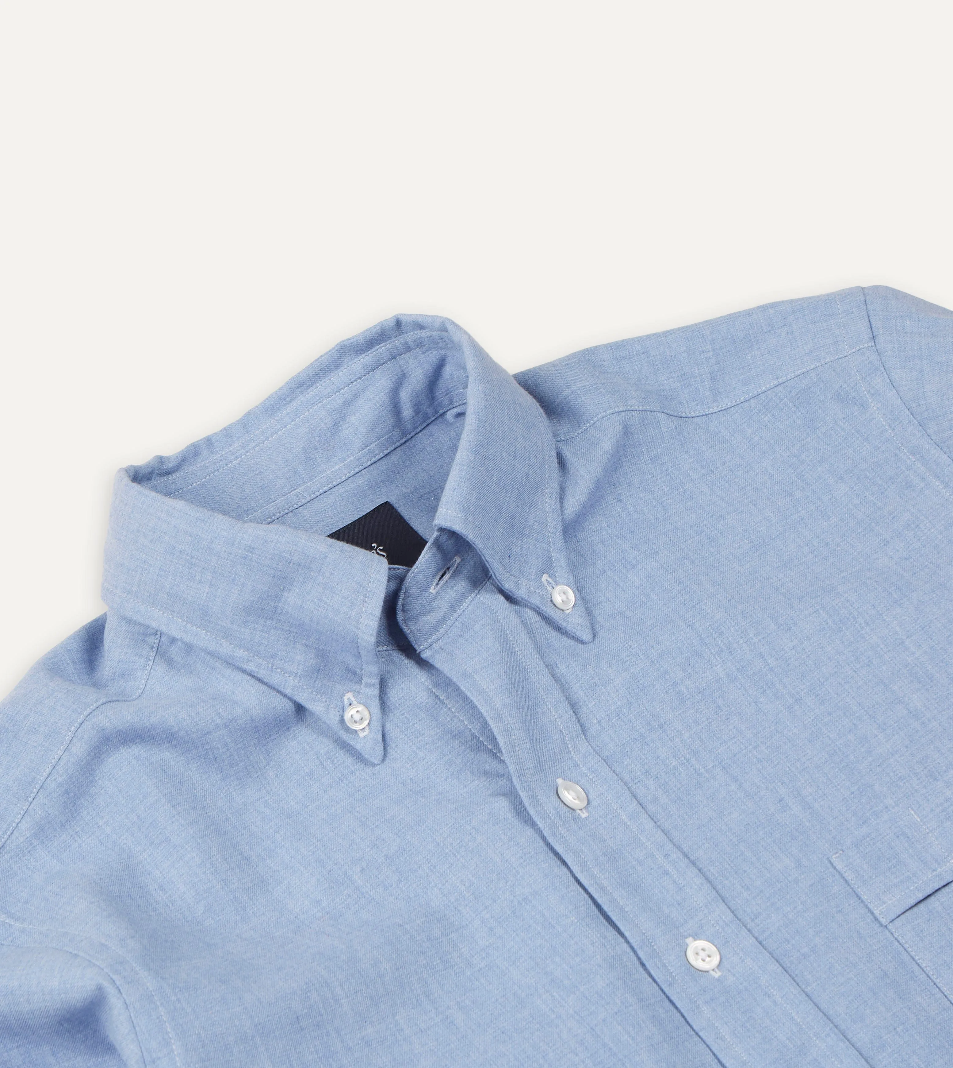 Light Blue Brushed Cotton Button-Down Shirt Geometric Design Bold Prints
