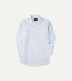 Light Blue Linen Spread Collar Shirt Non Static Finish Beach Ready