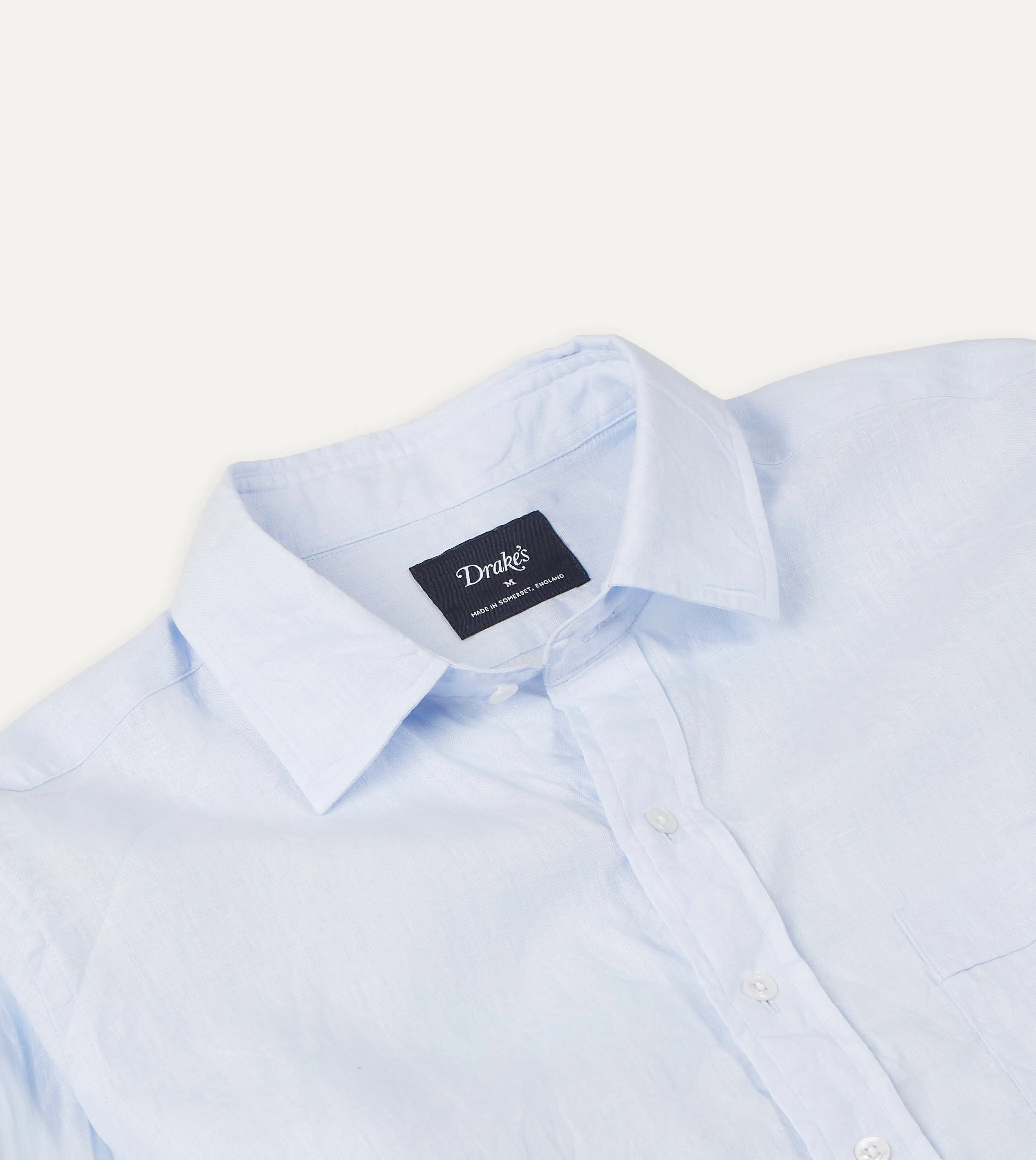Light Blue Linen Spread Collar Shirt Versatile Style Work From Home