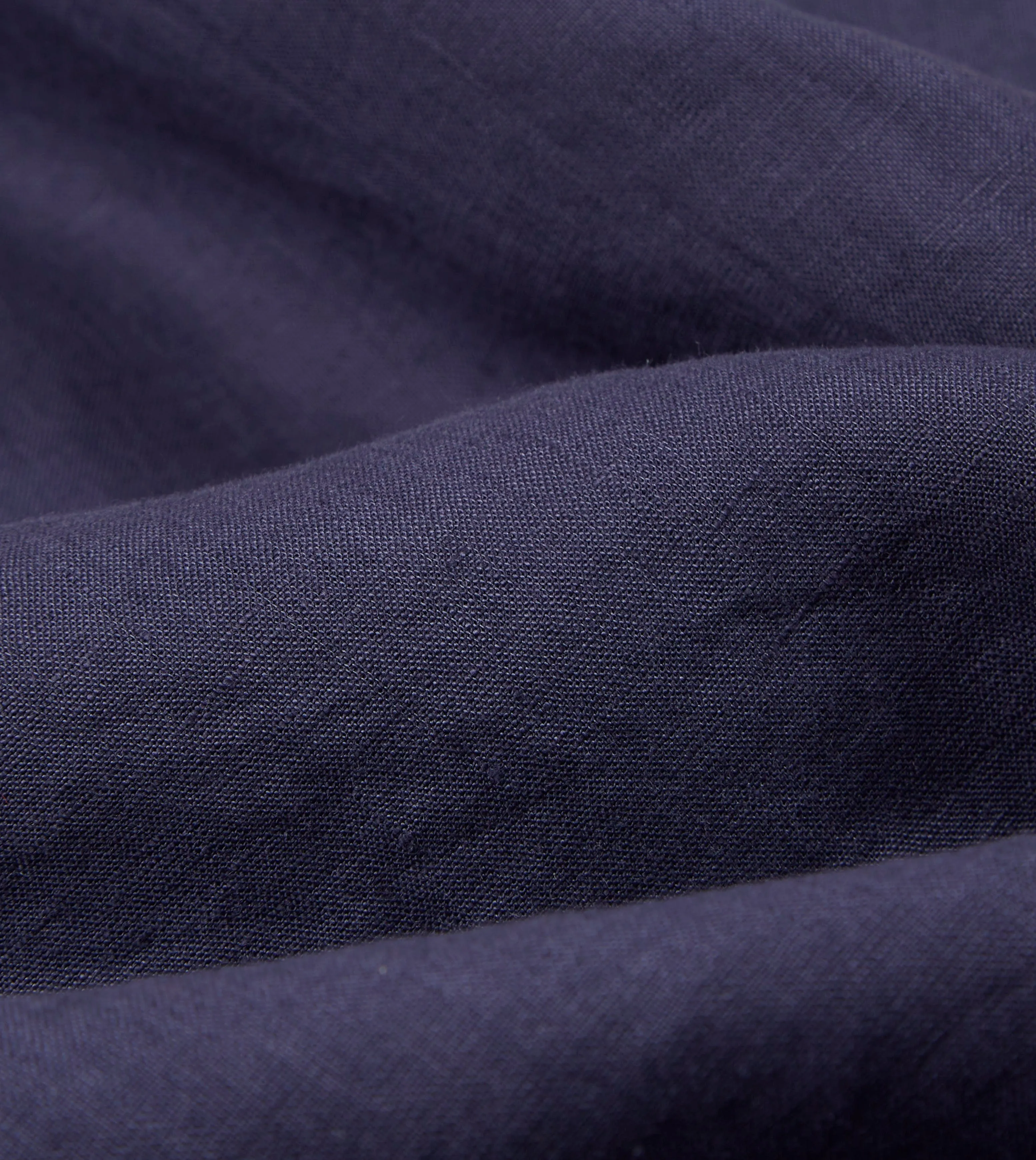 Washed Navy Linen Spread Collar Shirt Breathable mesh Minimalist Style