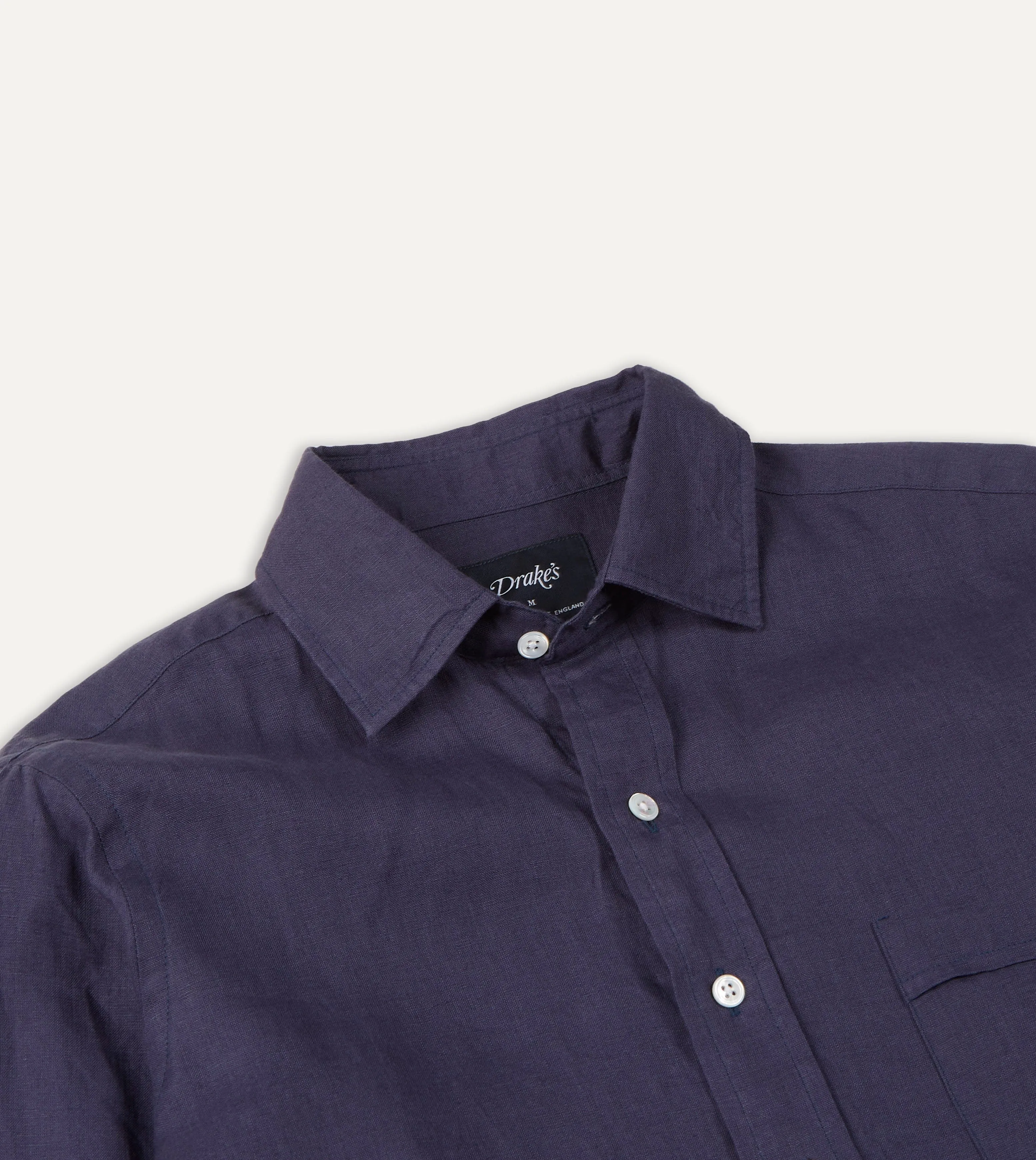 Washed Navy Linen Spread Collar Shirt Premium Finish Chic Ensemble
