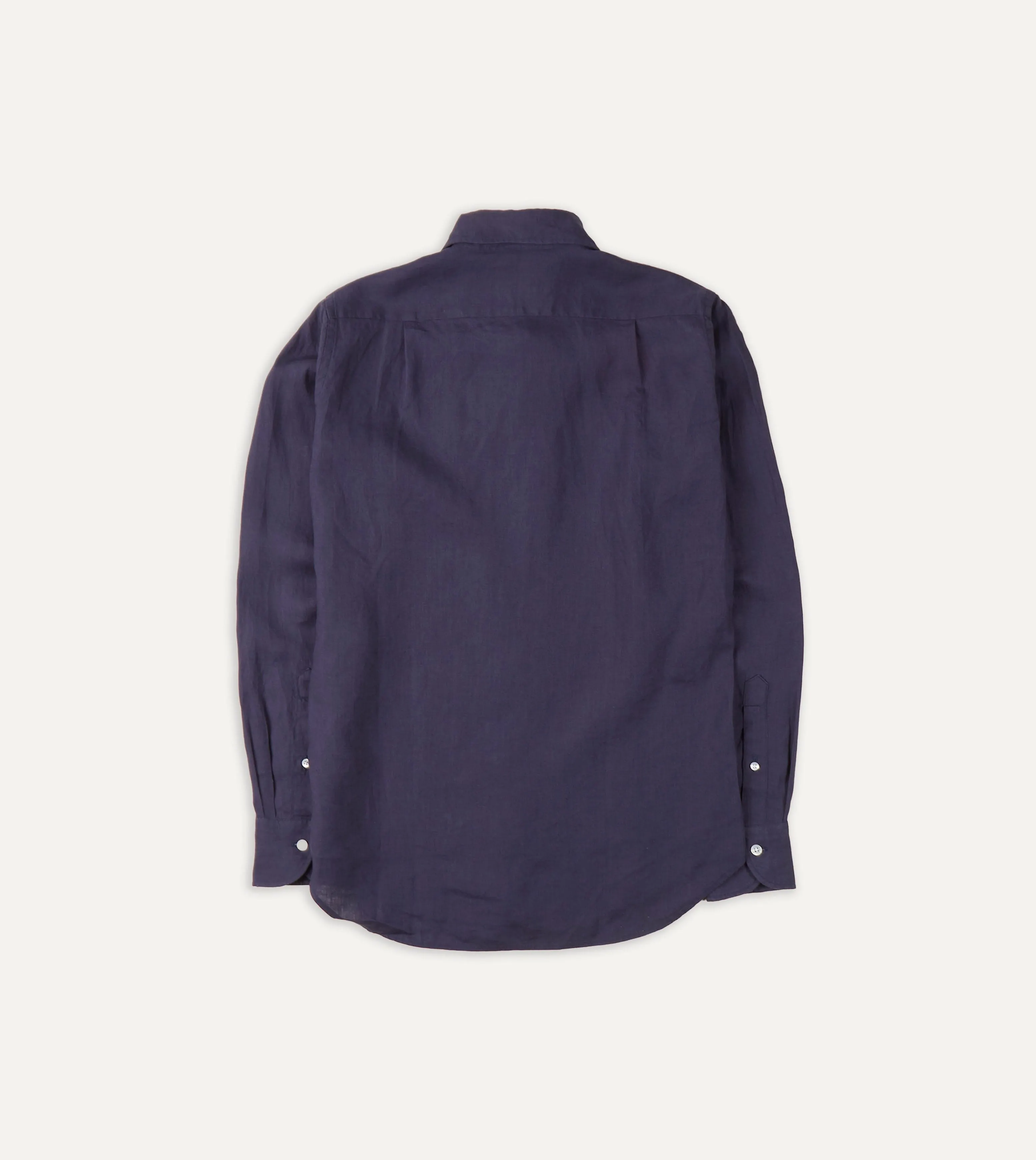 Smooth Zipper Design Premium Finish Washed Navy Linen Spread Collar Shirt
