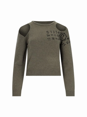 Cut-Out Detail Sweater  Green Non Restrictive Armhole Comfy Layer