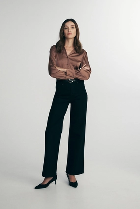 High waist straight jeans Stylish Fit Abrasion Resistance