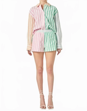 Colorblock Stripe Short In Multi Beachwear baseball uniform