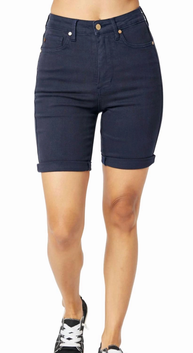 Women's Bermuda Shorts In Navy Windproof Design