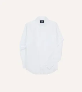 High-End Finish Chic Look White Linen Spread Collar Shirt