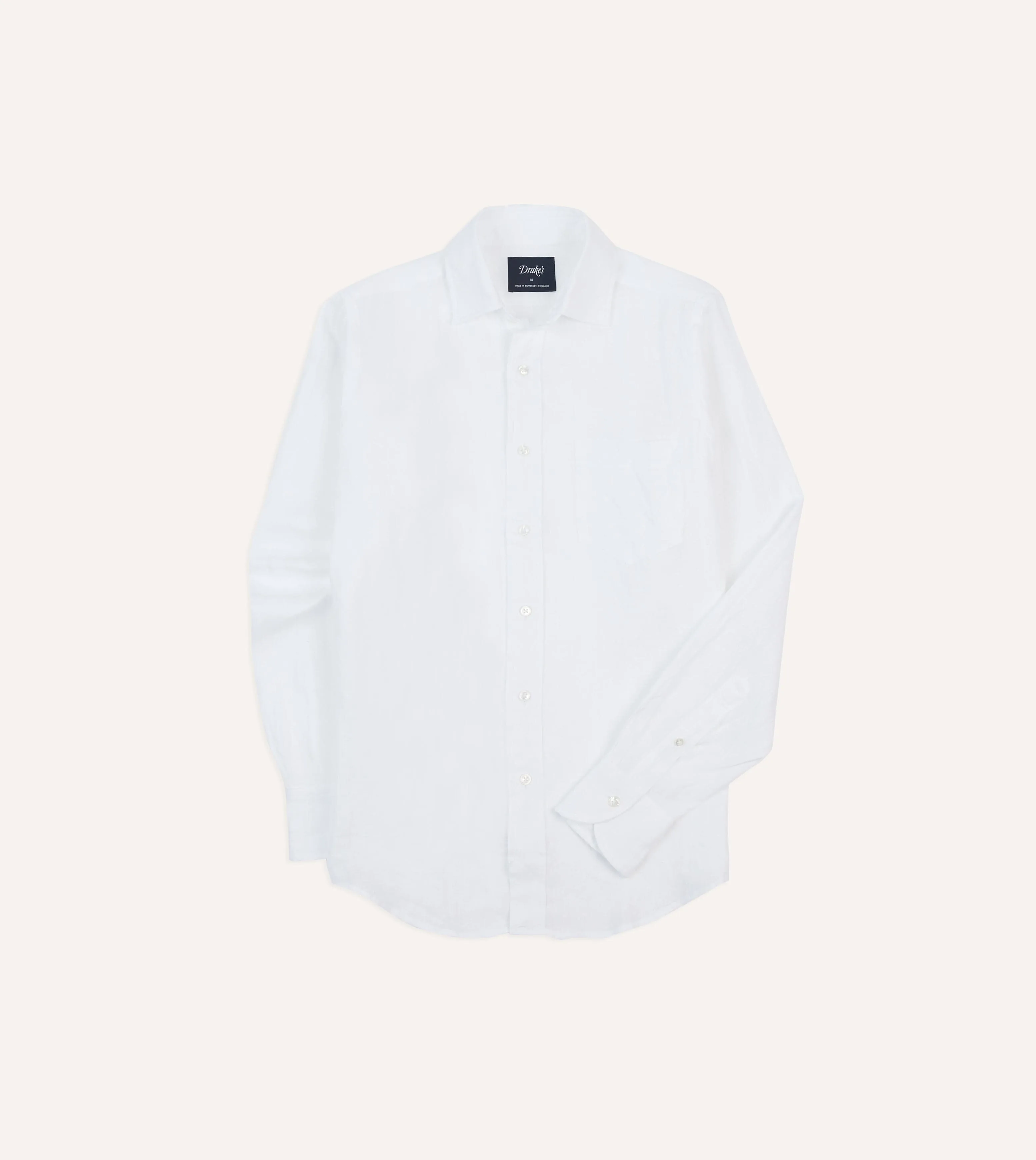 High-End Finish Chic Look White Linen Spread Collar Shirt