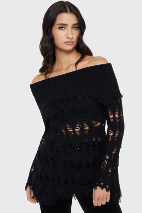Shadow Wine Sweater [BLACK] Chic Layer