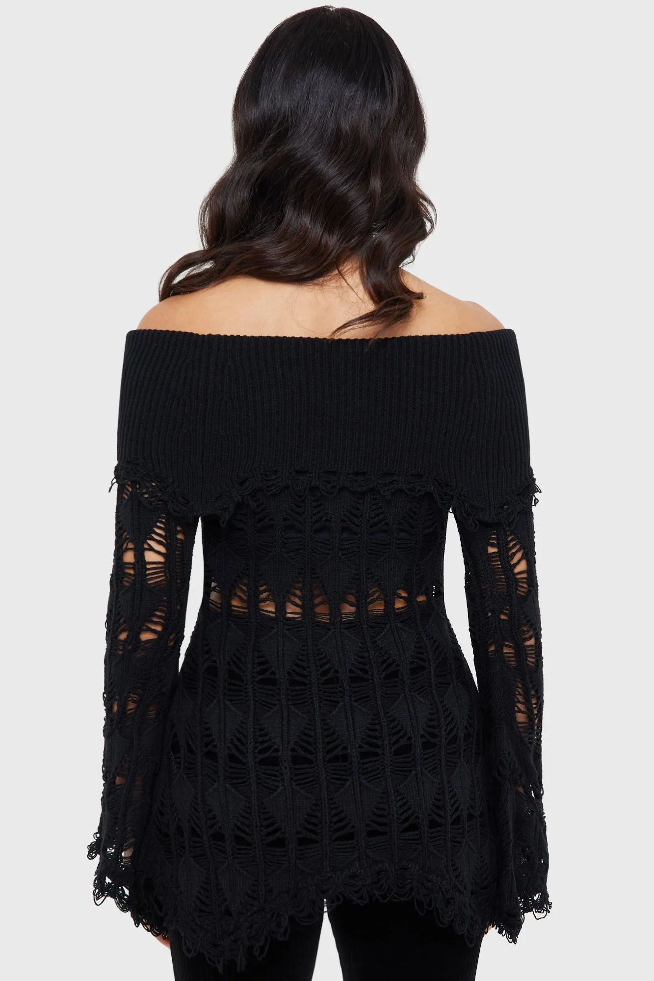 Reinforced Edging Shadow Wine Sweater [BLACK]