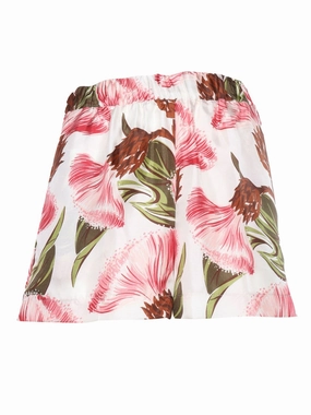 Slimming Effect Floral Print Silk Shorts