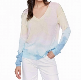 Reinforced Edging Lightweight Long Sleeve Tie-Dye Sweater In Multi