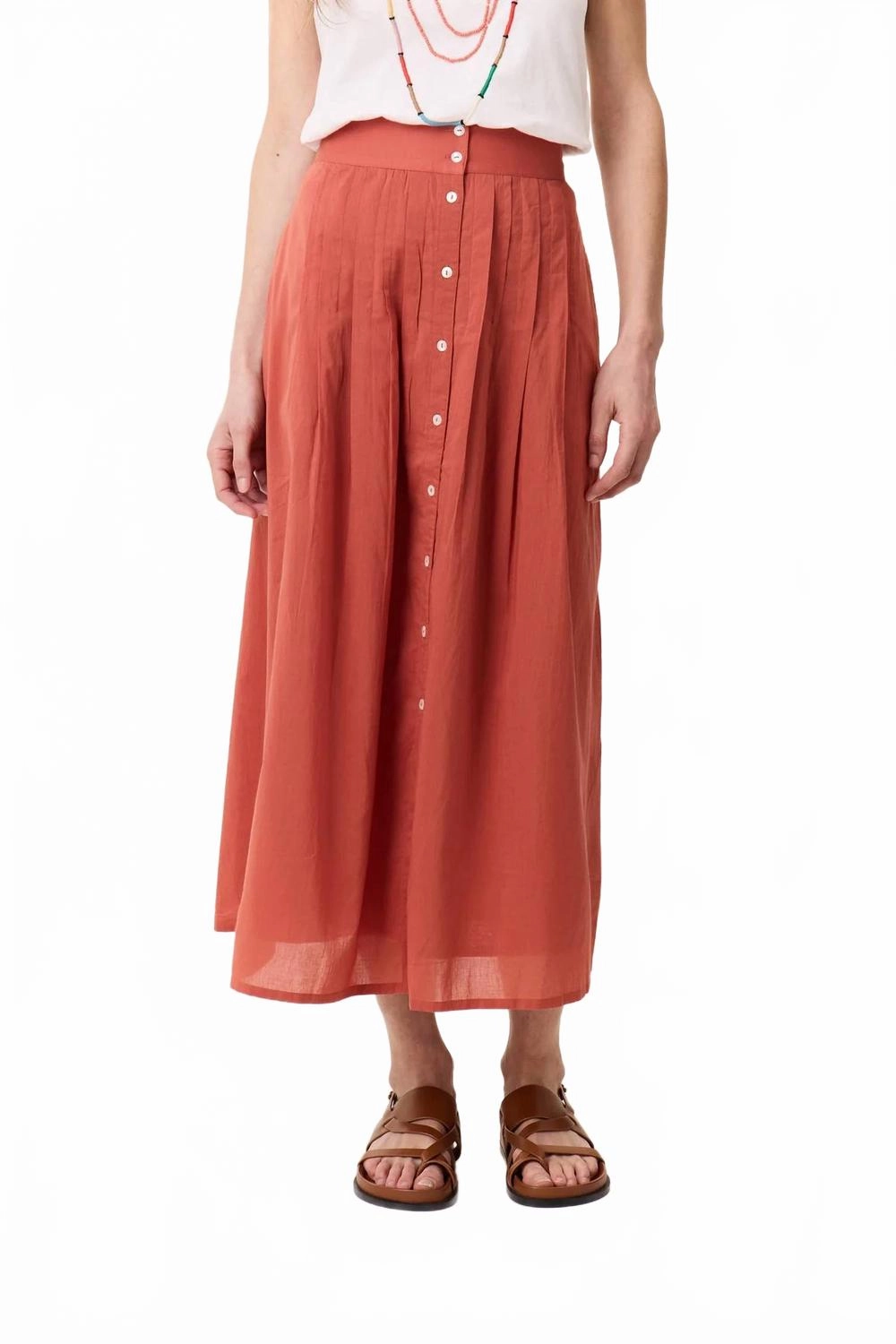 Joni Pleat Skirt In Terracotta Casual Wear