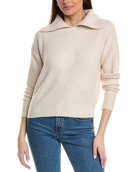 Lilla P Easy Split Collar Wool-Blend Sweater Comfortable Knitwear