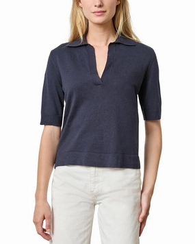 Biodegradable Fiber Options Lilla P Elbow Sleeve Linen-Blend Polo Sweater