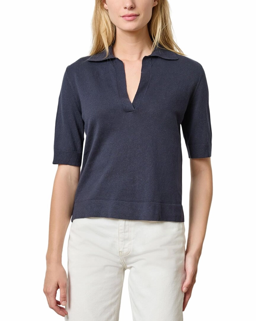 Lilla P Elbow Sleeve Linen-Blend Polo Sweater Chilly Days Wear Anti Snag Fabric