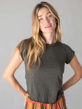 Lily Cotton Short Sleeve Tee Shirt - Charcoal Casual Essentials Wear